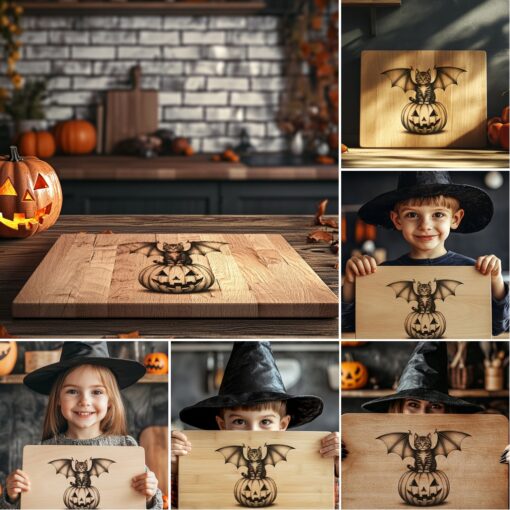 Halloween Laser Engraving File, Spooky Cat Charcuterie Board