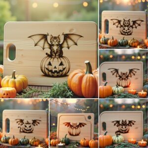 Halloween Laser Engraving File, Spooky Cat Charcuterie Board