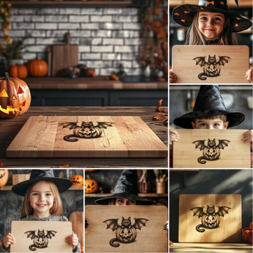 Halloween Laser Engraving File, Spooky Cat Charcuterie Board