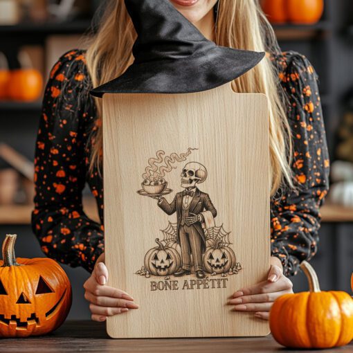 Halloween Skeleton Waiter Laser Engraving File, Spooky Charcuterie