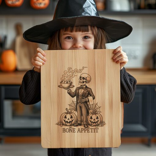 Halloween Skeleton Waiter Laser Engraving File, Spooky Charcuterie