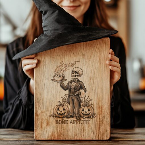 Halloween Skeleton Waiter Laser Engraving File, Spooky Charcuterie