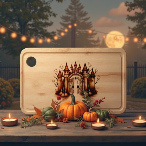 Halloween Witch Castle Gate Engraving File, Laser Design