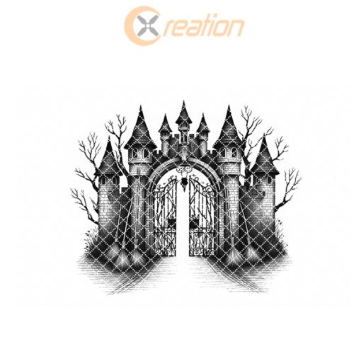 Halloween Witch Castle Gate Engraving File, Laser Design