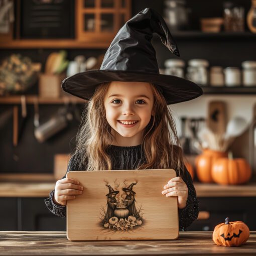 Witch Charcuterie Board Laser File, Halloween Engraving, Twin