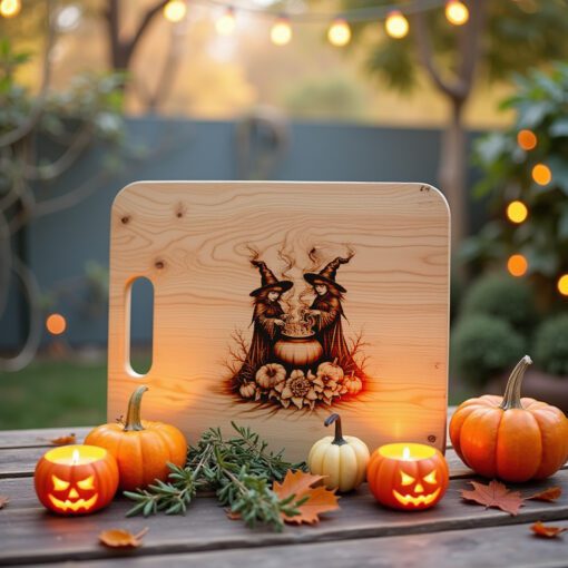 Witch Charcuterie Board Laser File, Halloween Engraving, Twin