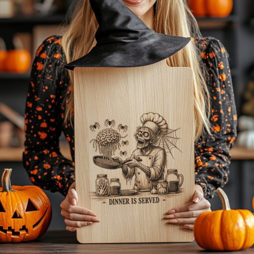 Zombie Chef Halloween Laser Engraving File, Spooky Charcuterie