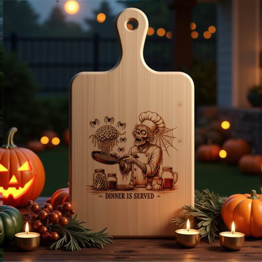 Zombie Chef Halloween Laser Engraving File, Spooky Charcuterie