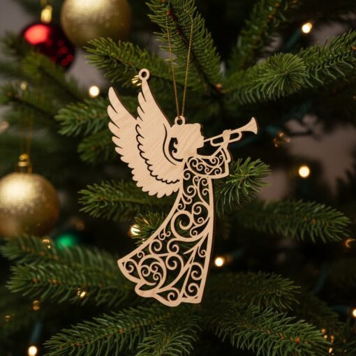 Paquete de adornos navideños de ángeles, archivos láser para juego de decoraciones de árbol festivo - Imagen 5