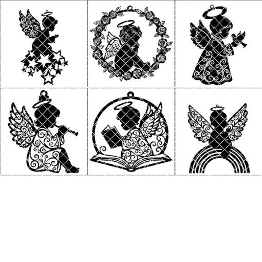 Angel Christmas Ornament Bundle, Laser Ready Tree Decorations,