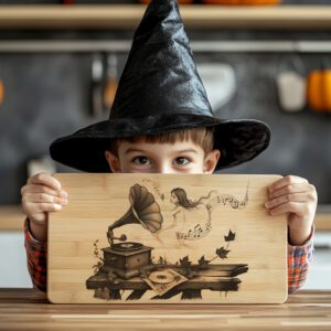 Bewitched Phonograph Laser Engraving File, Vintage Halloween Charcuterie
