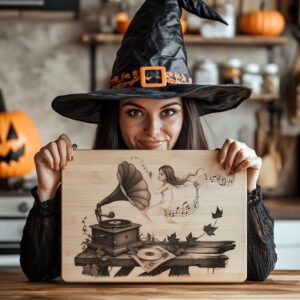 Bewitched Phonograph Laser Engraving File, Vintage Halloween Charcuterie