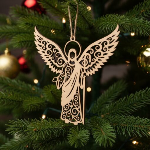 Paquete de adornos navideños cristianos, 6 diseños religiosos, alas de ángel, decoración para el árbol. - Imagen 2