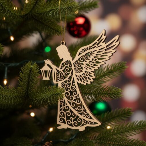 Paquete de adornos navideños cristianos, 6 diseños religiosos, alas de ángel, decoración para el árbol. - Imagen 3