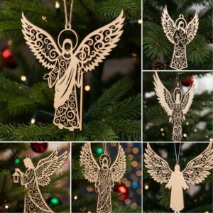 Christian Christmas Ornament Bundle, 6 Religious Designs, Angel