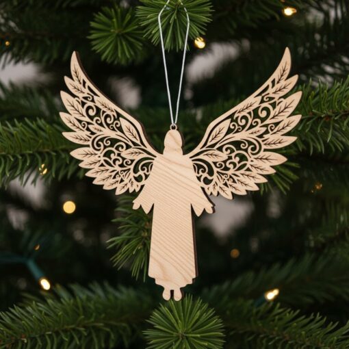 Paquete de adornos navideños cristianos, 6 diseños religiosos, alas de ángel, decoración para el árbol. - Imagen 5