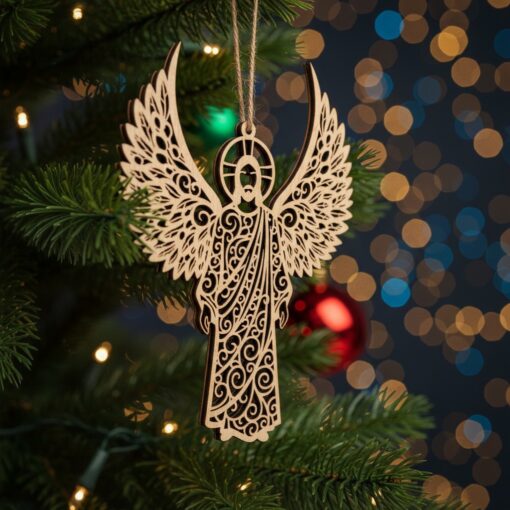 Paquete de adornos navideños cristianos, 6 diseños religiosos, alas de ángel, decoración para el árbol. - Imagen 6