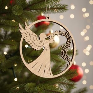 Christmas Angel Ornament Laser File, Trumpet Music Notes