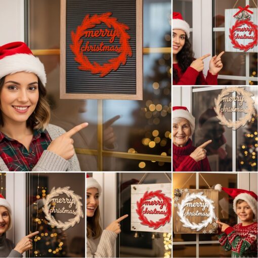 Paquete de adornos navideños para puerta, 6 archivos láser festivos para letreros Glowforge - Imagen 5