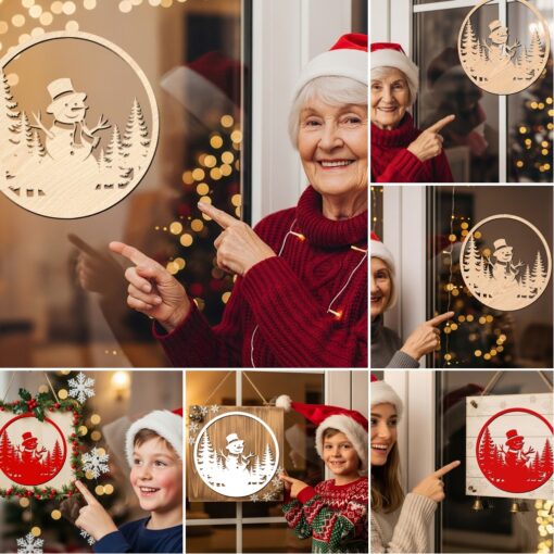 Paquete de adornos navideños para puerta, 6 archivos láser festivos para letreros Glowforge - Imagen 6