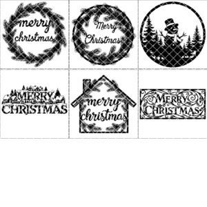 Christmas Door Hanger Bundle, 6 Festive Laser Files
