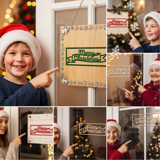 Christmas Door Hanger Bundle, 6 Laser Designs for