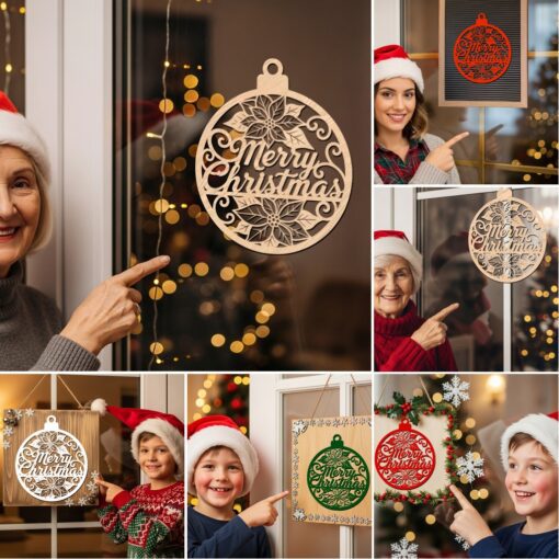 Christmas Door Hanger Bundle, 6 Laser Designs for