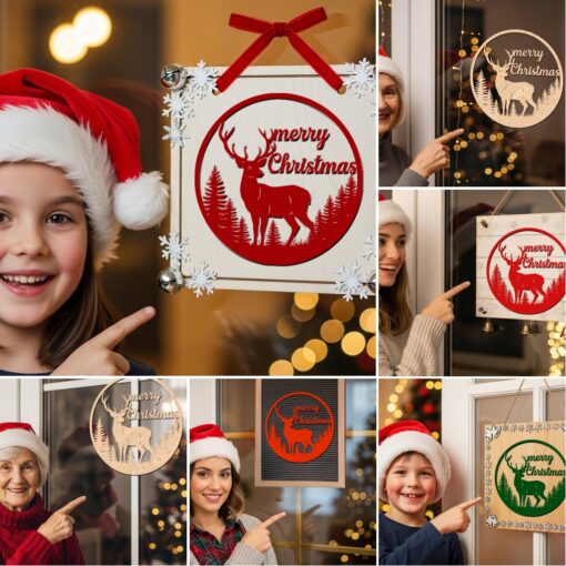 Christmas Door Hanger Bundle, 6 Laser Designs for