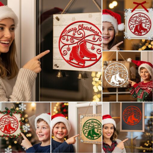 Christmas Door Hanger Bundle, 6 Laser Designs for