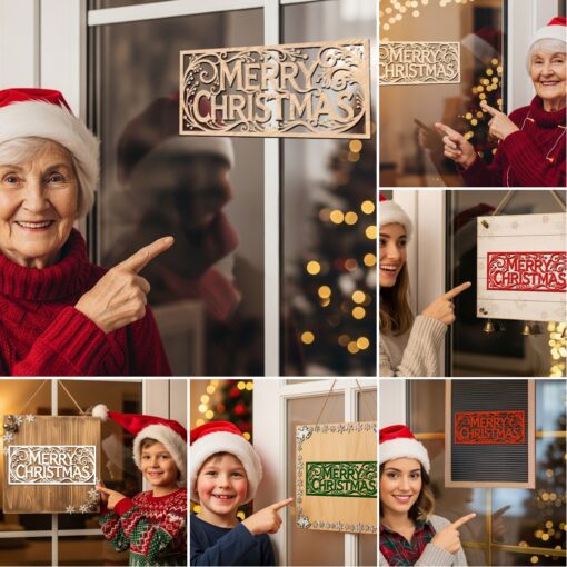Christmas Door Hanger Bundle, 6 Laser Designs for
