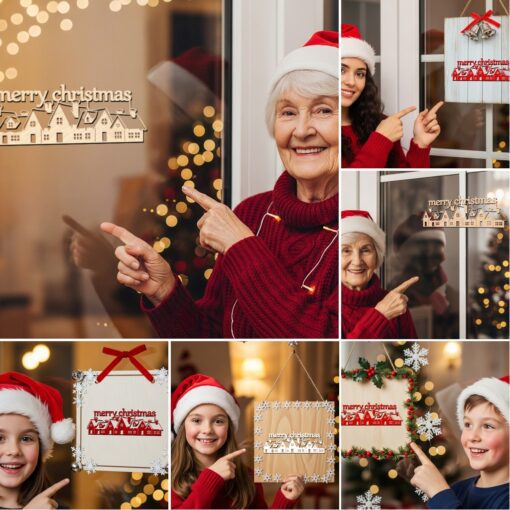 Christmas Door Hanger Bundle, 6 Laser Engraved Sign