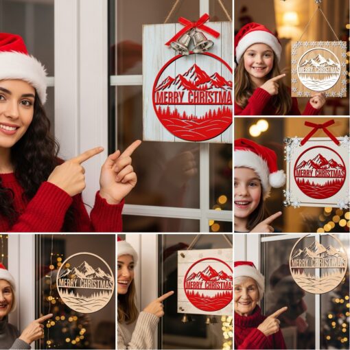 Christmas Door Hanger Bundle, 6 Laser Engraved Sign