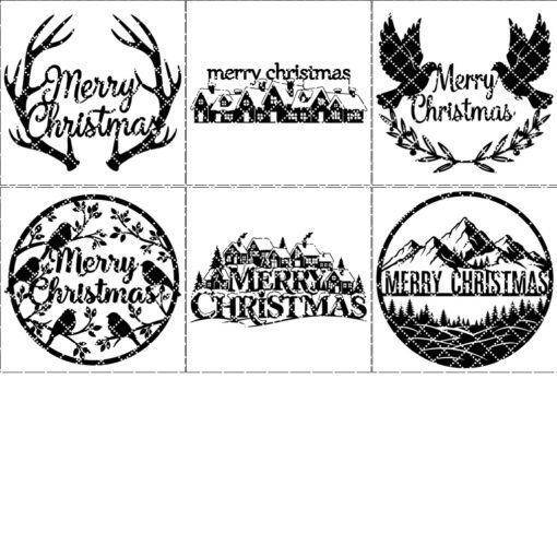 Christmas Door Hanger Bundle, 6 Laser Engraved Sign