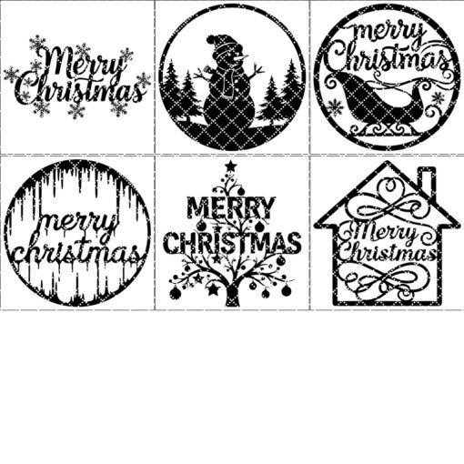 Paquete de colgantes navideños para puerta, 6 letreros redondos festivos, archivos láser para Glowforge - Imagen 7