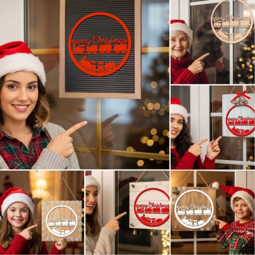 Christmas Door Hanger Bundle, Laser Files for Holiday