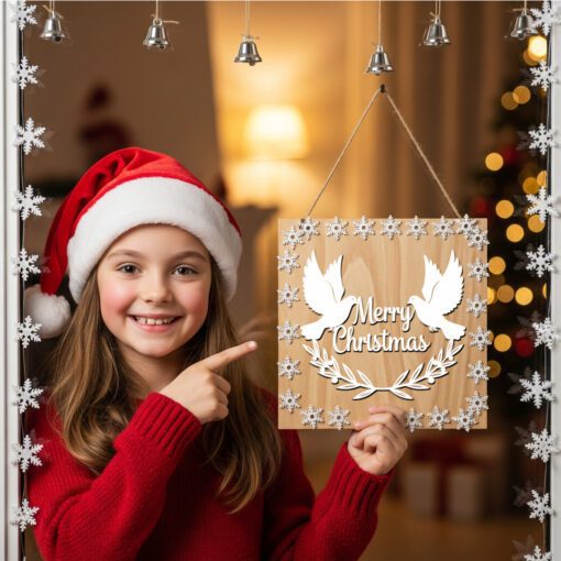 Christmas Door Hanger Sign, Merry Christmas Peace Dove