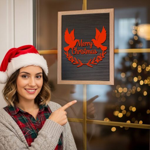 Christmas Door Hanger Sign, Merry Christmas Peace Dove