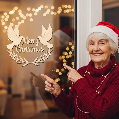 Christmas Door Hanger Sign, Merry Christmas Peace Dove