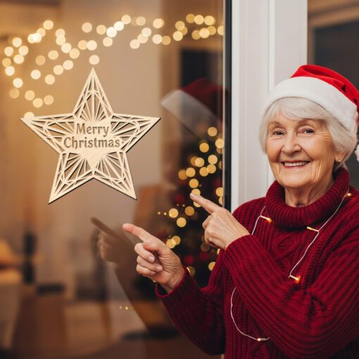 Christmas Door Hanger Template, Merry Christmas Star Round