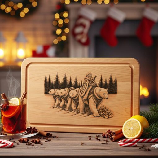 Christmas Laser Engraving File, Ornate Polar Bear Parade