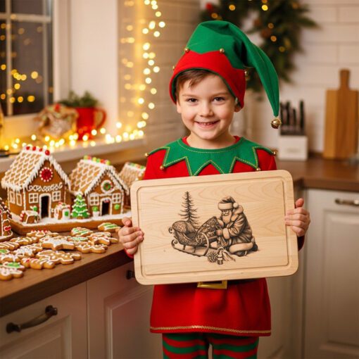 Archivo de Grabado Láser Navideño, Diseño de Tabla de Charcutería de Santa, Decoración Navideña de Madera - Imagen 2