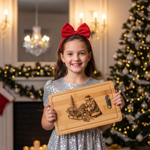 Archivo de Grabado Láser Navideño, Diseño de Tabla de Charcutería de Santa, Decoración Navideña de Madera - Imagen 3