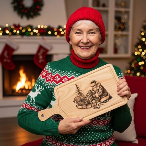 Archivo de Grabado Láser Navideño, Diseño de Tabla de Charcutería de Santa, Decoración Navideña de Madera - Imagen 4
