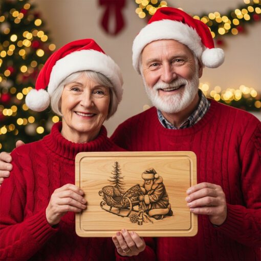 Archivo de Grabado Láser Navideño, Diseño de Tabla de Charcutería de Santa, Decoración Navideña de Madera - Imagen 5
