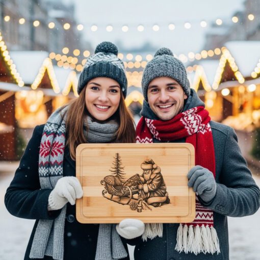 Archivo de Grabado Láser Navideño, Diseño de Tabla de Charcutería de Santa, Decoración Navideña de Madera - Imagen 6