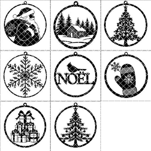 Paquete de adornos láser navideños, 8 archivos festivos para decoración navideña, manualidades Glowforge - Imagen 7