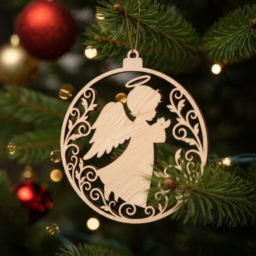 Paquete de adornos láser navideños, Juego de decoración para árbol de ángel, Decoraciones navideñas CNC - Imagen 5