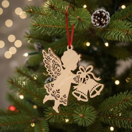 Paquete de adornos láser navideños, Juego de decoración para árbol de ángel, Decoraciones navideñas CNC - Imagen 6