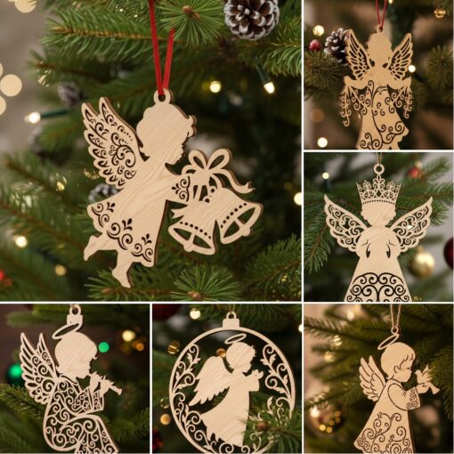 Christmas Laser Ornament Bundle, Angel Tree Decor Set,
