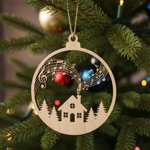 Paquete de adornos navideños, 6 archivos láser de casas de invierno, Diseños festivos de decoración navideña - Imagen 2